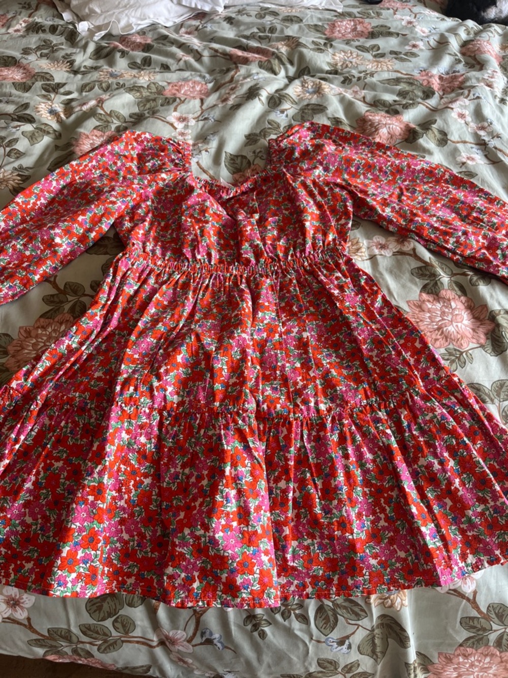 Crewcuts Bright Red Floral Puff-Sleeve Dress, adorable